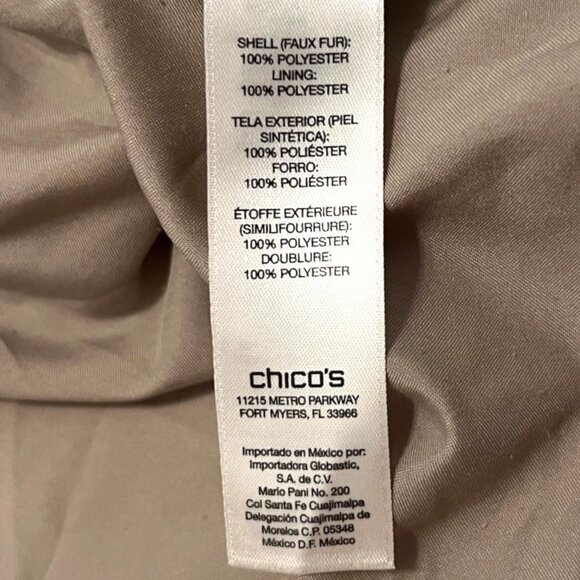 Chicos Women's Faux Fur Swing Coat Jacket Leopard Animal Print Size 3 (US 16) - Picture 9 of 11